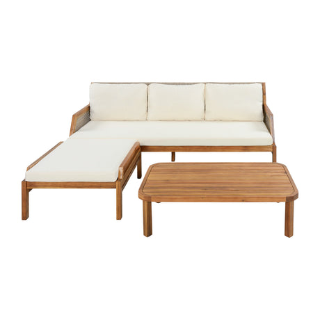 3 Piece Acacia Wood Patio Furniture Set with Coffee Table HouseOfZazla