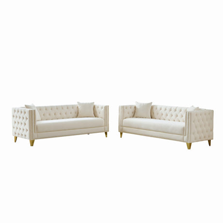 Deep Seat Sofa With Button Nailhead, Square Arm Couches HouseOfZazla