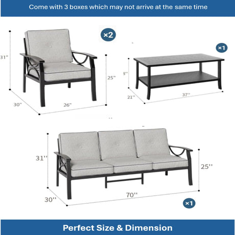 Patio Furniture Set with Coffee Table and Cushions for Backyard HouseOfZazla