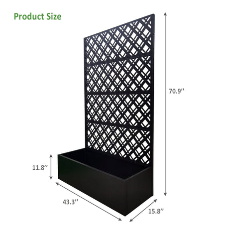 Rhombus Black Metal Planter Raised Garden Bed with Trellis HouseOfZazla