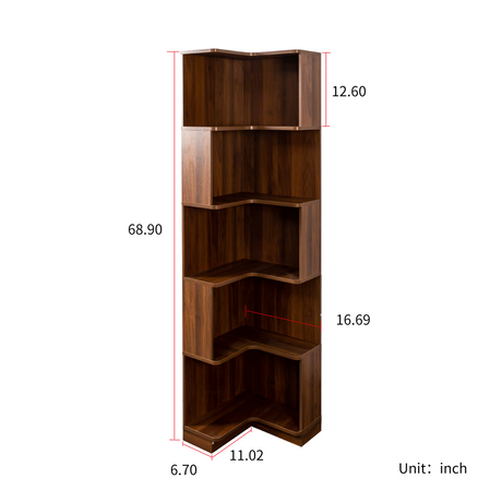 Corner Book Shelf - 5 Tier Corner Bookshelf HouseOfZazla