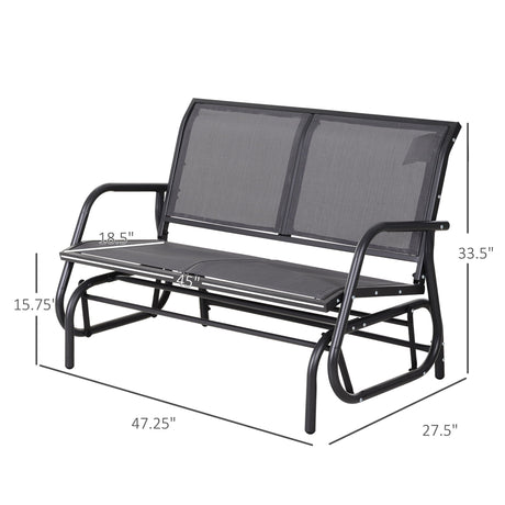 Outsunny - 2 Person Outdoor Glider Bench, Patio Double Swing Rocking Chair Loveseat With Powder Coated Steel Frame For Backyard Garden Porch - Gray HouseOfZazla
