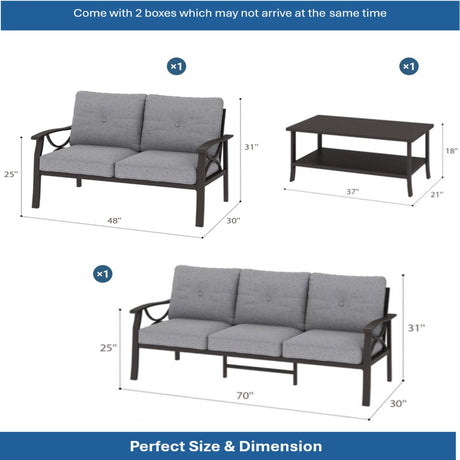 Patio Furniture Set with Coffee Table and Cushions for Backyard HouseOfZazla