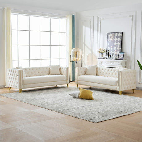 Deep Seat Sofa With Button Nailhead, Square Arm Couches HouseOfZazla