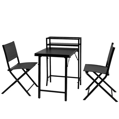 3 Piece Patio Bistro Set, Patio Set Of Foldable Patio Table And Chairs, Outdoor Patio Furniture Sets - Black HouseOfZazla