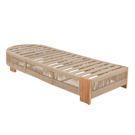 Outdoor Chaise Lounge Chair, Acacia Wood with Adjustable Backrest and Cushion HouseOfZazla