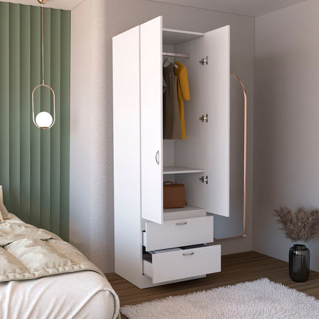 Armoire Organiser, Two Shelves, Rod, Double Door Cabinet Armoire HouseOfZazla