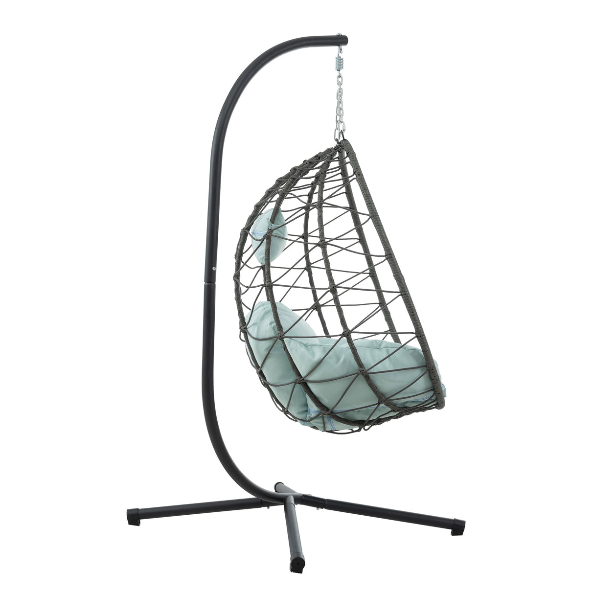 Egg Chair with Stand Indoor Outdoor Swing Chair Patio Wicker Hanging Egg Chair