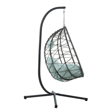 Egg Chair with Stand Indoor Outdoor Swing Chair Patio Wicker Hanging Egg Chair HouseOfZazla