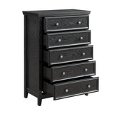 Modern 5-Drawer Black Dresser for Living Room Storage