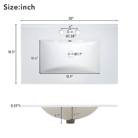 Bathroom Vanity, Modern Bathroom Cabinet With Sink Combo Set, Bathroom Storage Cabinet With A Soft Closing Door And 3 Drawers, Solid Wood Frame HouseOfZazla