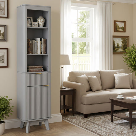 Tall Bathroom Storage Cabinet With Adjustable Shelves And 1 Drawer & Door HouseOfZazla