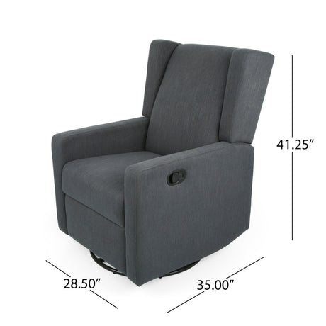Landau Contemporary Fabric Upholstered Swivel Recliner HouseOfZazla