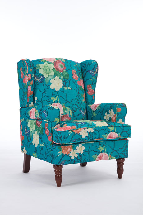 Modern Accent Chair with Retro Wood Legs - Floral HouseOfZazla