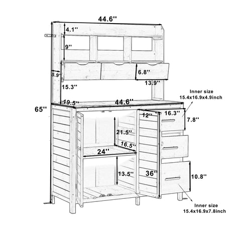 TOPMAX Farmhouse Patio Potting Bench with Storage and Workstation HouseOfZazla