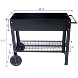 Elevated Mobile Raised Ergonomic Metal Planter Garden Bed With Wheels Powder Coated Steel - Black