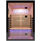 Luxury Double Far Infrared Sauna Room With Epoxy Heating Plates And Starry Sky Lighting - Black / Natural