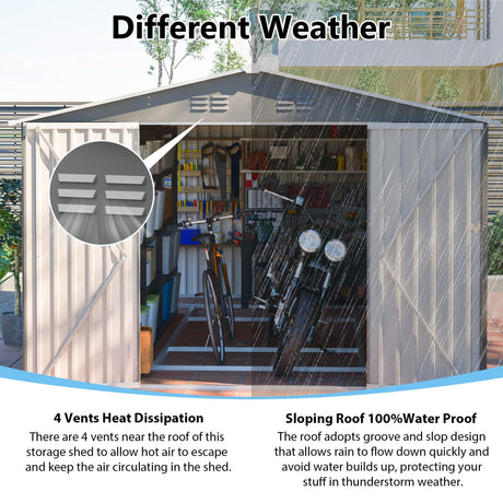 10x14 Ft Outdoor Metal Storage Shed HouseOfZazla