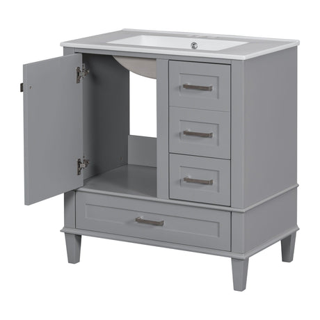 Bathroom Vanity, Modern Bathroom Cabinet With Sink Combo Set, Bathroom Storage Cabinet With A Soft Closing Door And 3 Drawers, Solid Wood Frame HouseOfZazla