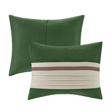 7 Pc Faux Suede Comforter Set Green King HouseOfZazla