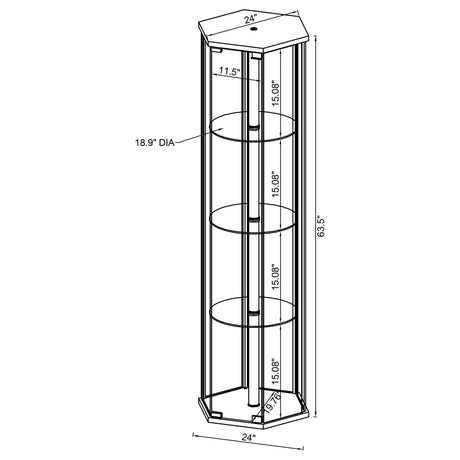 Tenley - 4 Shelf Curio Cabinet With Hexagonal Design HouseOfZazla