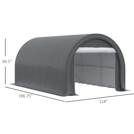 Outsunny - 10' x 16' Carport, Heavy Duty Portable Garage Storage Tent With Large Zippered Door, Anti-Uv Pe Canopy Cover For Car, Truck, Boat, Motorcycle, Bike, Garden Tools, Outdoor Work HouseOfZazla