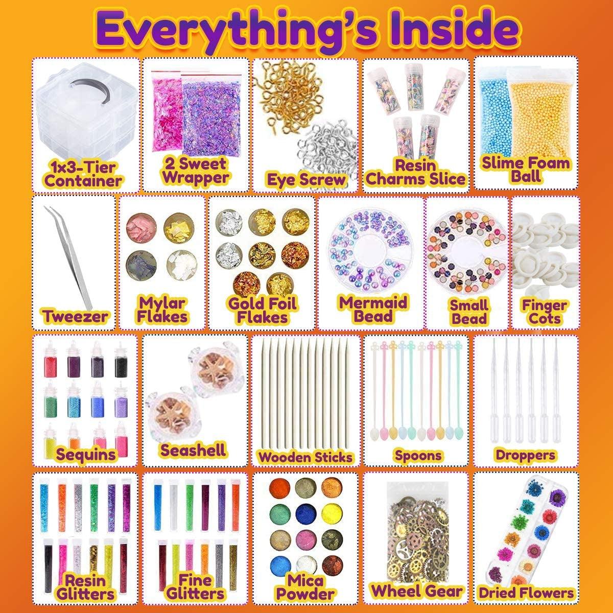 Epoxy Resin Art Kit Supplies Charms and Perfect Arts & Crafts and Material Set for Nail Jewelry Making Glitter - WoodArtSupply