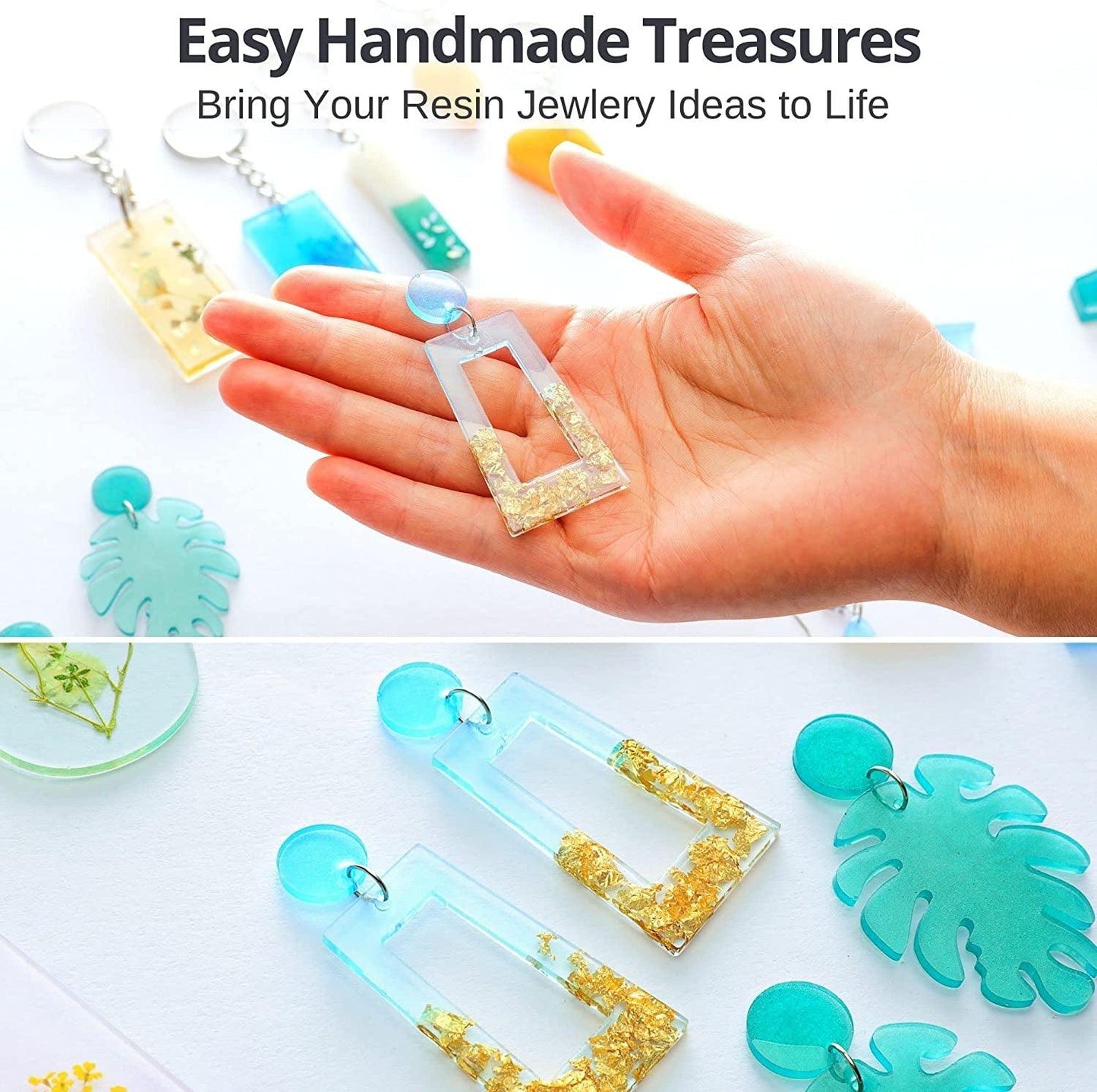 Epoxy Resin Kit 208 Pcs Make Jewelry with Epoxy Resin Starter Kit Molds Silicone Kit Bundle Dried Flowers, Mica - WoodArtSupply
