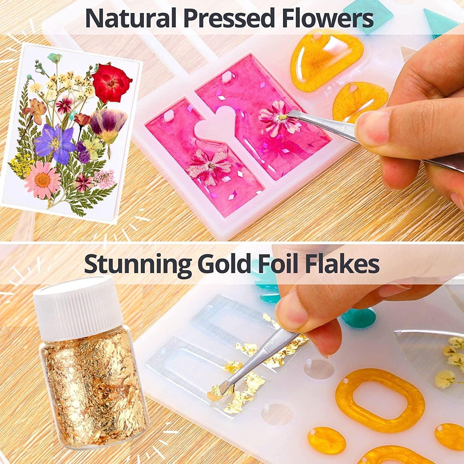 Epoxy Resin Kit 208 Pcs Make Jewelry with Epoxy Resin Starter Kit Molds Silicone Kit Bundle Dried Flowers, Mica - WoodArtSupply