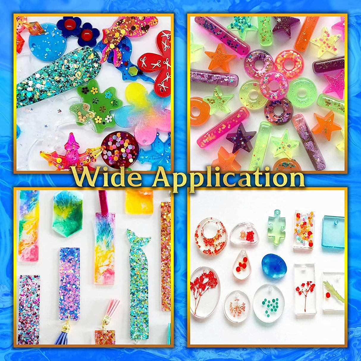 Epoxy Resin Silicone Molds Starter Kit All in One Home Decor Art Clear Craft Kit Storage Bag Spoons Gold Foil Flakes WoodArtSupply