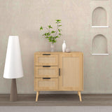 Dresser With Drawers And Adjustable Shelf - Antique Natural / Rattan