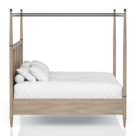 Queen Canopy Bedroom Set With A 2 Drawer Nightstand A Dresser With Poster Mirror And A Door Chest - Sand HouseOfZazla