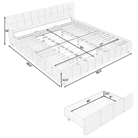 Modern Platform Bed Frame With Thick Fabric HouseOfZazla