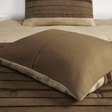 7 PC Faux Suede Comforter Set Natural King