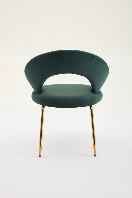 Velvet Fabric Dining Chair with Curved Backrest and Golden Metal Legs HouseOfZazla