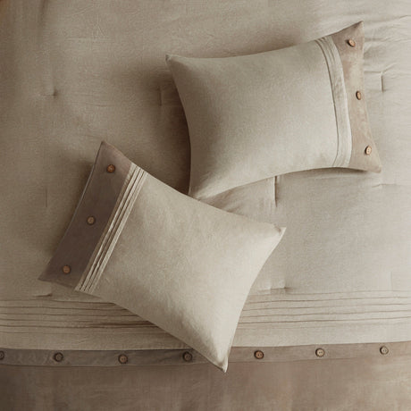 7 Piece Faux Suede Comforter Set Tan King HouseOfZazla