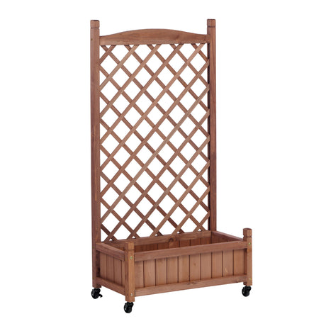 Raised Garden Bed With Trellis 2 Pack, Outdoor Planter Box & Plant Stand With Climbing Racks - Brown HouseOfZazla