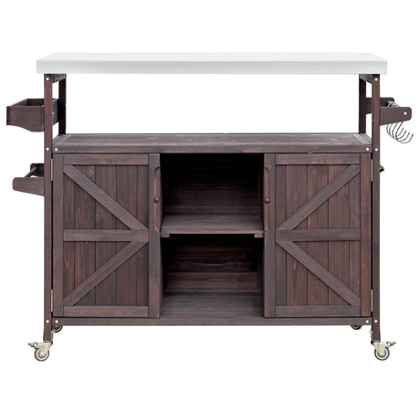 K&K Outdoor Kitchen Island, Rolling Bar Cart & Storage Cabinet HouseOfZazla