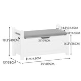 Kids Toy Box Chest Storage Cabinet With Cushion Seat Bench Flip Top Lid Safety Hinge - White