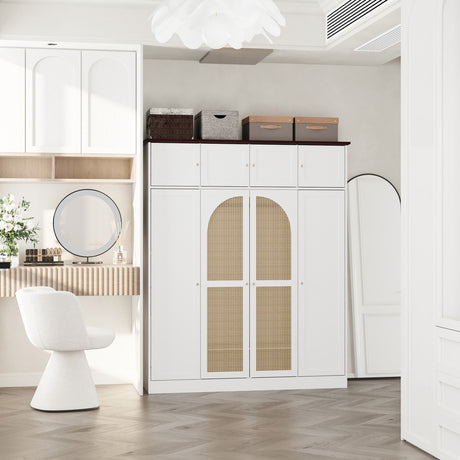 8 Door Armoire Wardrobe with Adjustable Shelves and Hanging Rod HouseOfZazla
