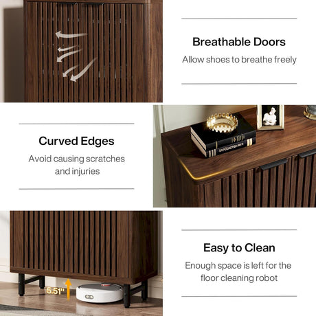 6 Tier Shoe Cabinet With Louvered Doors HouseOfZazla