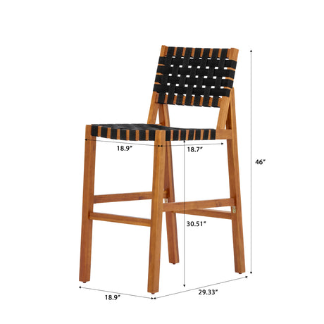 30.5 Inch Seat Height Outdoor Acacia Solid Wood Patio Furniture Set HouseOfZazla