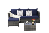 2 Pieces Patio Furniture Set, Outdoor Woven Sectional L-Shaped Patio Furniture