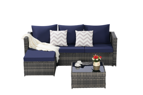 2 Pieces Patio Furniture Set, Outdoor Woven Sectional L-Shaped Patio Furniture HouseOfZazla