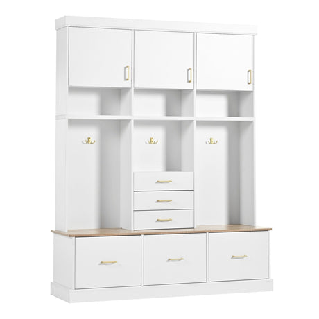 Entryway Hall Tree With Bench And Storage, 5 In 1 Coat Rack HouseOfZazla