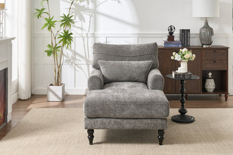 Modern Grey Upholstered Chaise Lounge Sofa Recliner HouseOfZazla