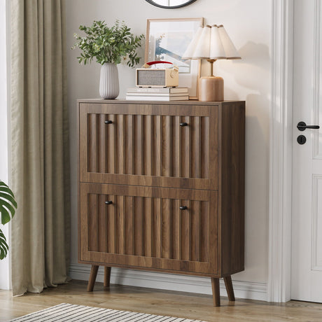 Shoe Cabinet, Storage Unit For Hallways - Walnut HouseOfZazla