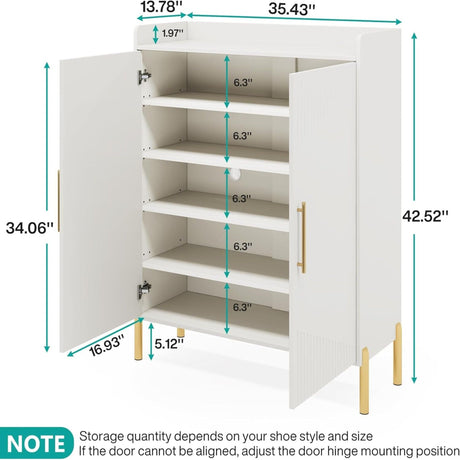 6 Tier Entryway Shoe Cabinet With Doors HouseOfZazla