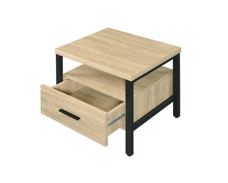 Oak Finish Nightstand with 1 Drawer and 1 Shelf HouseOfZazla