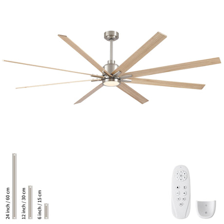 Oversized Large Ceiling Fan With Dimmable LED Light, 8 Blades, Remote Control HouseOfZazla